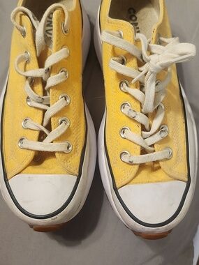 Converse Yellow Platform Ribbed Sole Low Top Sneakers